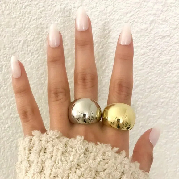 925 Sterling Silver Chunky Ring Thick Dome Ring Silver Statement Ring Bold Ring - Picture 2 of 7